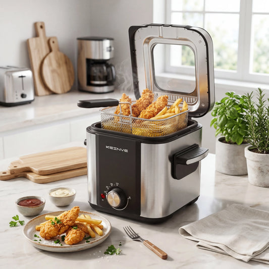 Electric Deep Fryer with Temp Control, Removable Lid with Odor Filter and Viewing Window