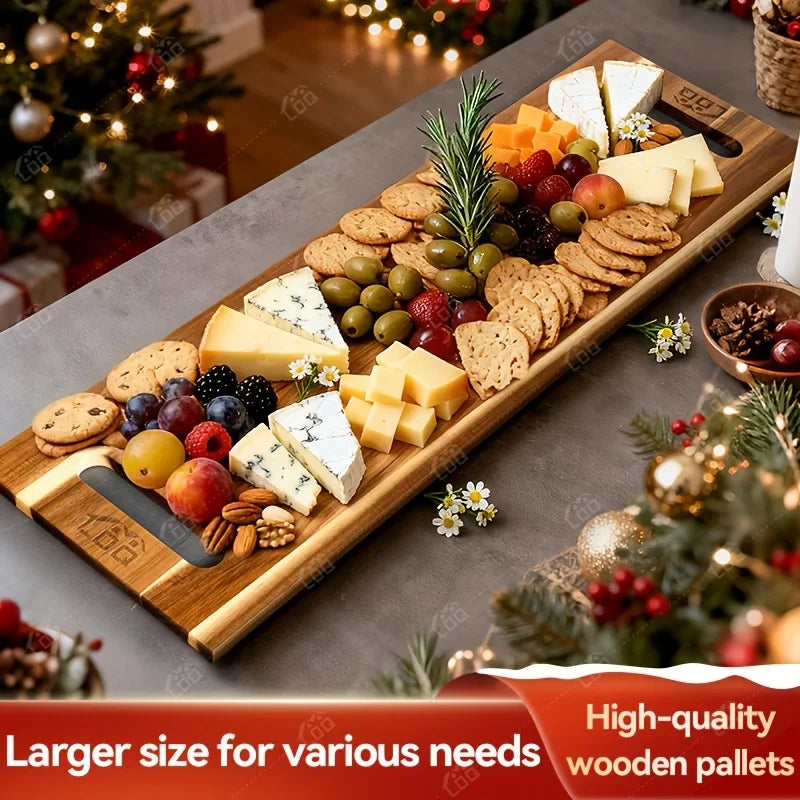Extra Large Acacia Wood Charcuterie Board & Cutting Board with Handles – 36 x 12 Inch