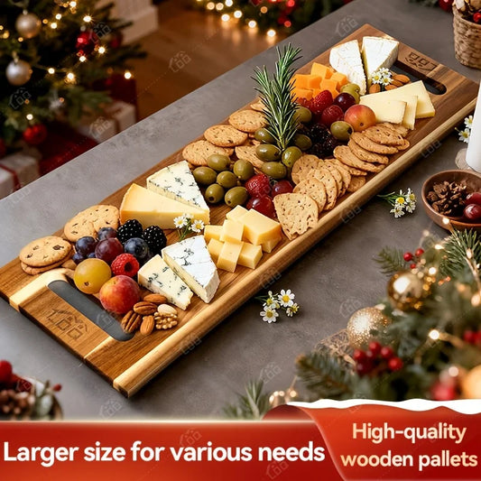Extra Large Acacia Wood Charcuterie Board & Cutting Board with Handles – 36 x 12 Inch