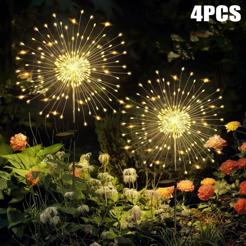 Solar Firework Light Outdoor Decor Waterproof 8 Lighting Modes Fairy Yard Lawn Patio Landscape