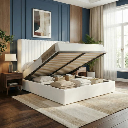 HOOMIC Full/Queen/King Lift Up Storage Bed Frame, Hydraulic Support System, Upholstered Platform Bed Frame,