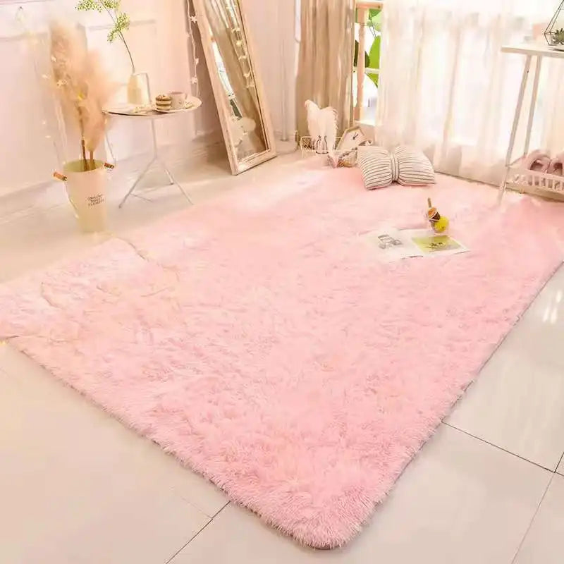 VIKAMA Soft Fluffy Plush Tie-Dye Carpet Gradient Long Fine Hairs Fabric Rug