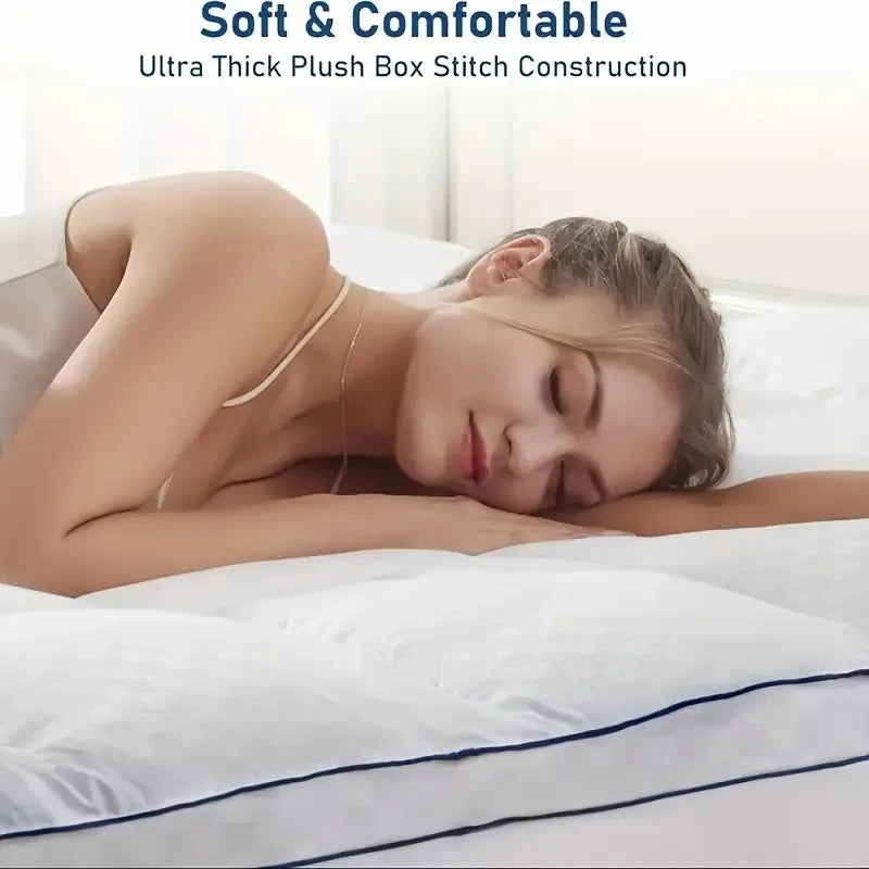 Thick Mattress Topper 1000Gsm Cooling Noiseless Breathable Fitted 8-21 Deep Pocket Machine Washable