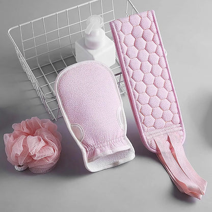 3Pcs Exfoliating Bath Body Scrub Washcloths & Shower Mitts, Deep Cleaning Scrub
