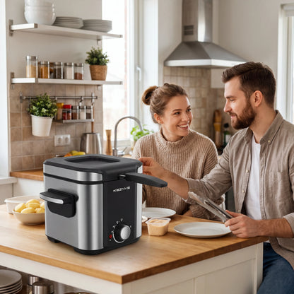 Electric Deep Fryer with Temp Control, Removable Lid with Odor Filter and Viewing Window