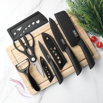 3-5PCS black stainless steel kitchen knife set, including a full set for kitchen chef's