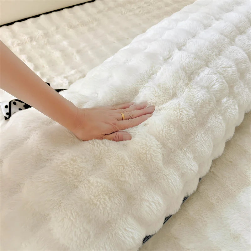 1pc solid-color plush pillow long pillowcase, soft and comfortable fabric