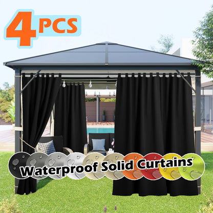 4 Panels Outdoor Curtains, Waterproof & UV-Resistant Tab Top Design