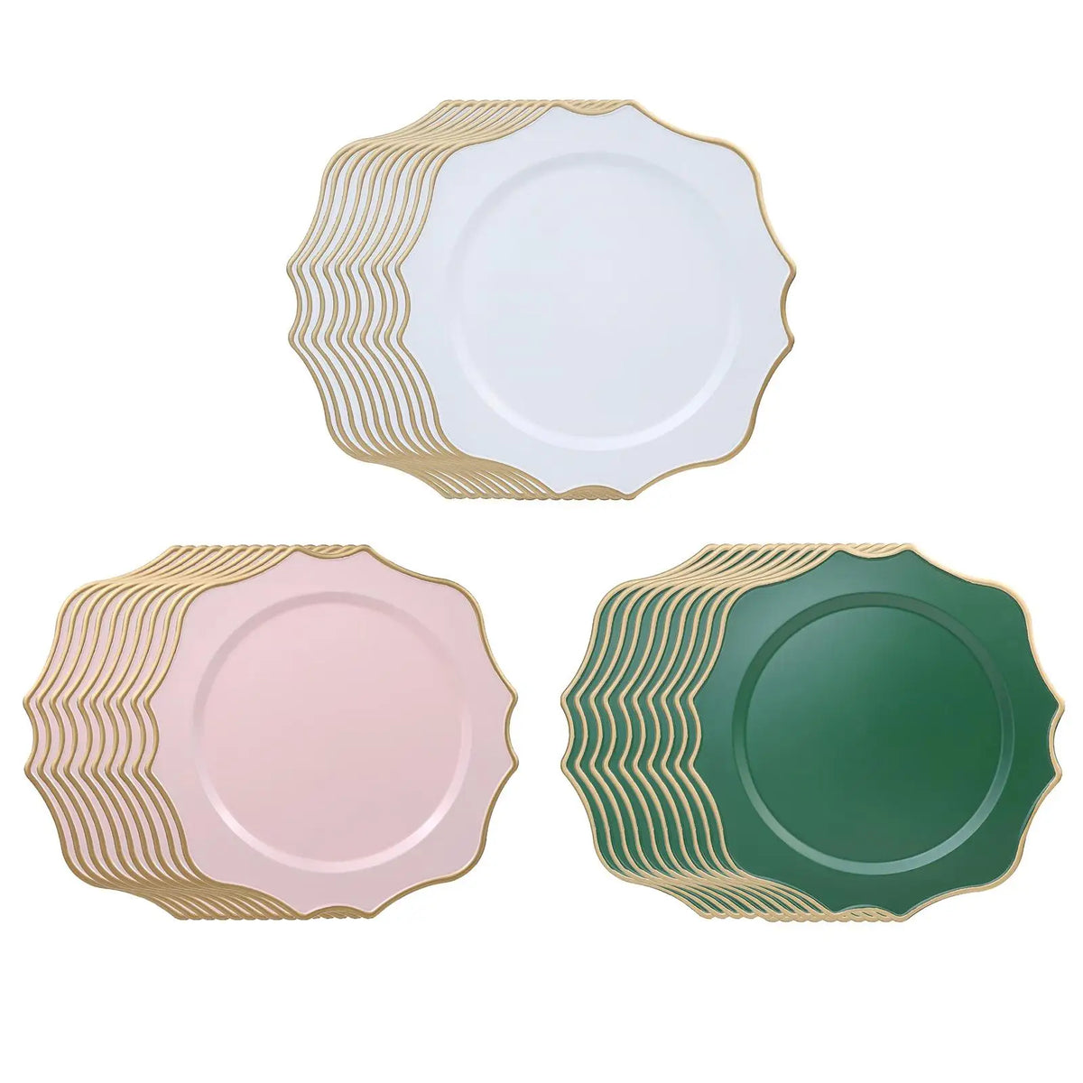 Elegant Plastic Charger Plates Decorative Tableware Plates for Holiday Dinner Events
