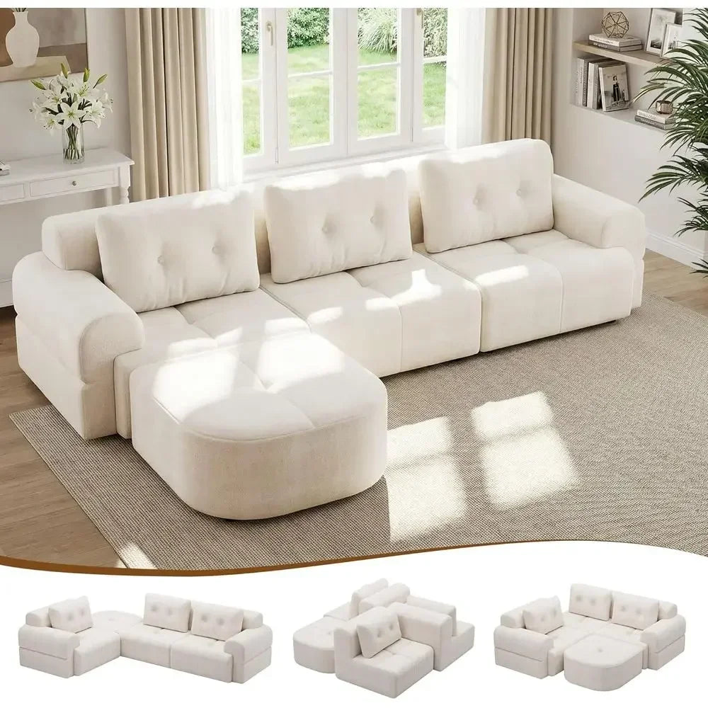 Convertible L-Shaped Sectional Couch with Deep Seating, High-Density Memory Foam, Chaise, and Pet-Friendly Fabric