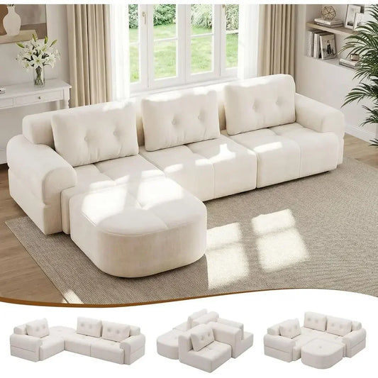 Convertible L-Shaped Sectional Couch with Deep Seating, High-Density Memory Foam, Chaise, and Pet-Friendly Fabric