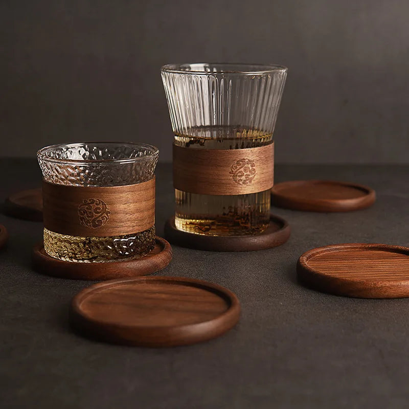 Wood Coaster Round Square Beech Wood Cup Mat Durable Heat Resistant Pad Placemats 8.8cm/3.46in
