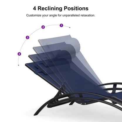 Patio Chaise Lounge Set Outdoor Beach Pool Sunbathing Lounger Recliner Outside