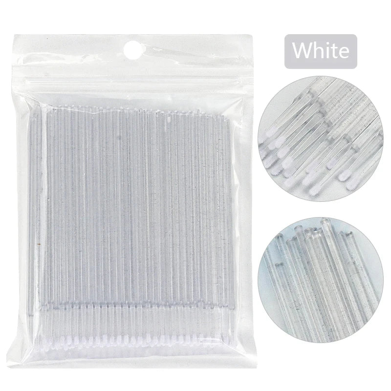 100Pcs Eyelash Cleaning Brush Lash Extension Micro Cotton Swab Individual Eyelashes