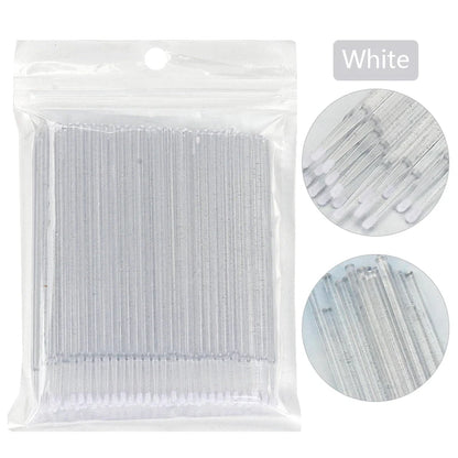 100Pcs Eyelash Cleaning Brush Lash Extension Micro Cotton Swab Individual Eyelashes