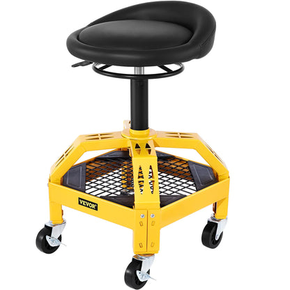 Rolling Creeper Seat Mechanic Stool Adjustable Swivel Chair with Tool Tray 300LBS