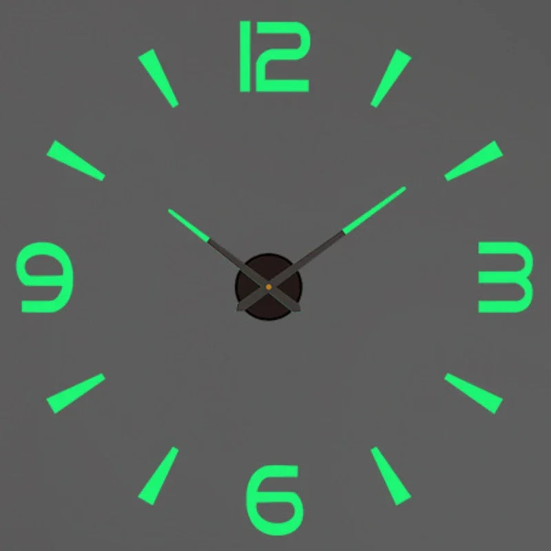 Large 3D Wall Clock Luminous Classic Wall DIY Digital Wall Stickers