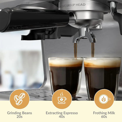 Semi-Automatic Espresso Maker with Grinder for Latte Cappuccino