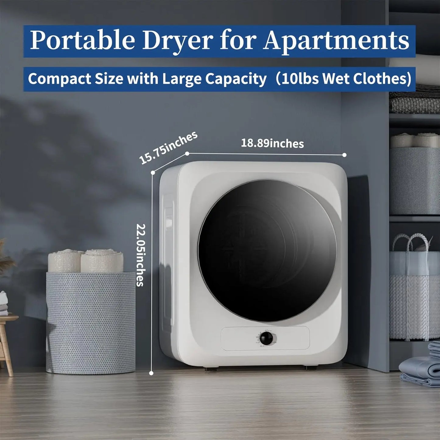Portable Washing Machine and Dryer Set, 18lbs Fully Automatic Washer and 10lbs Portable Dryer with Stainless Steel, Customized