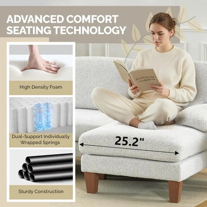 U-shaped Sectional Couch with Two Chaise, Affordable Small Sofa with Chenille Fabric Comfy Couche