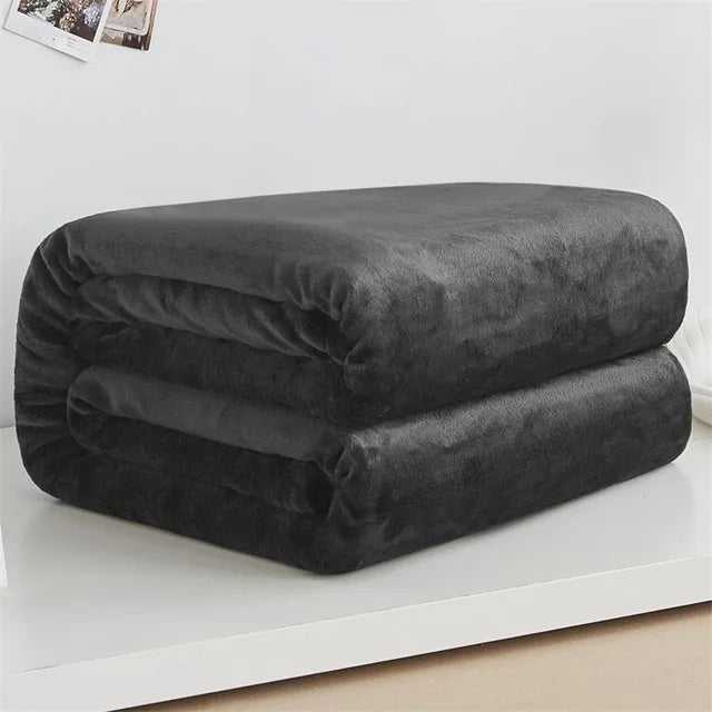 Super Soft Warm Lightweight Plain Solid Color Flannel Blanket for All Season