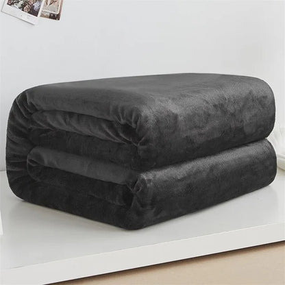 Super Soft Warm Lightweight Plain Solid Color Flannel Blanket for All Season