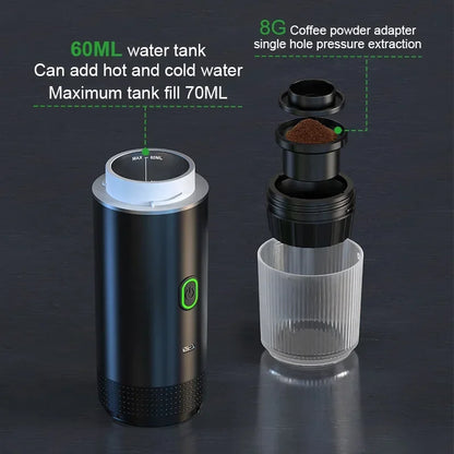 Wireless Electric Portable Espresso Coffee Machine for Home Camping Coffee Maker 3-in-1 Capsule Powder Travel Coffee Maker
