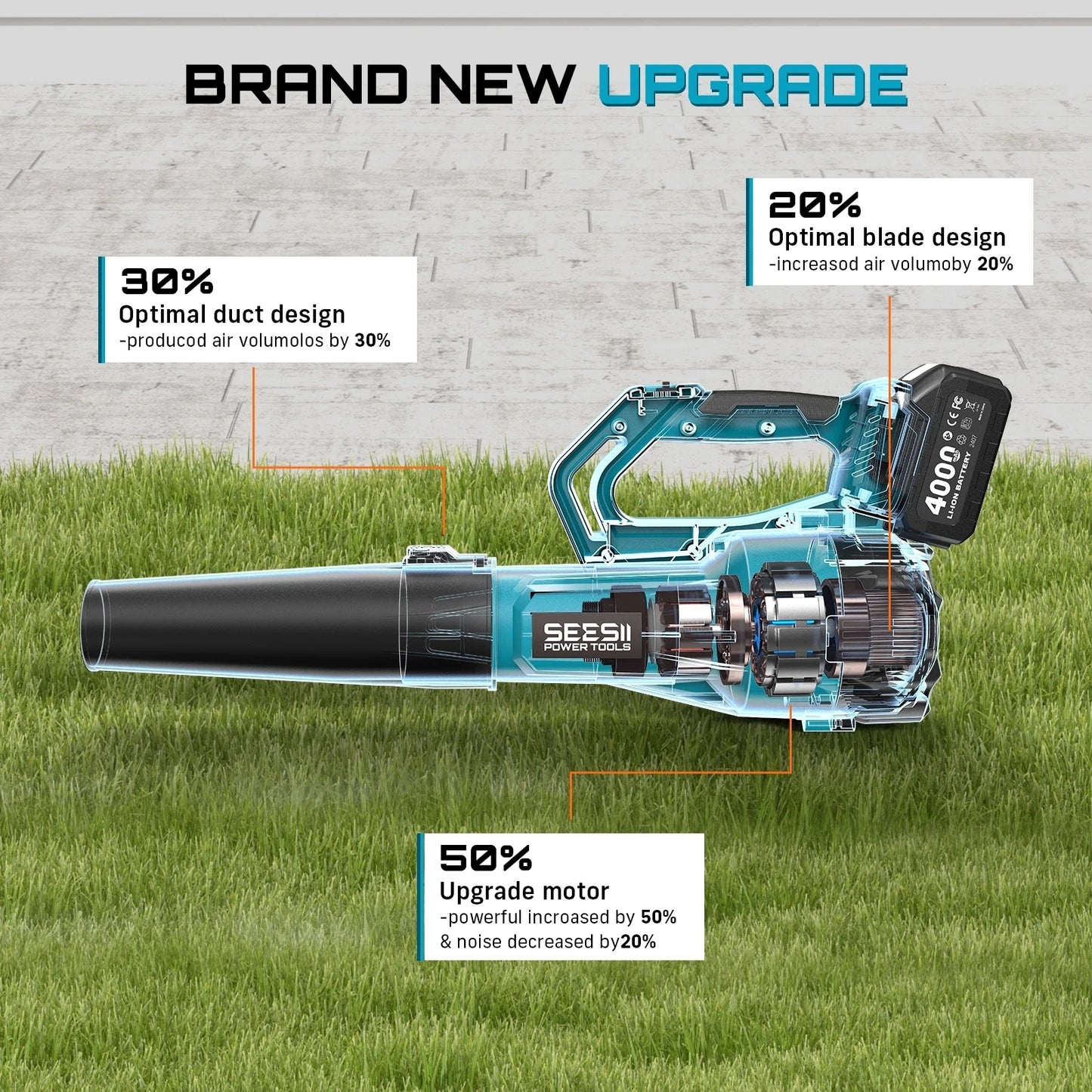 Brushless Electric Turbo Blower 780CFM Cordless Leaf Blower for snow Lawn Care