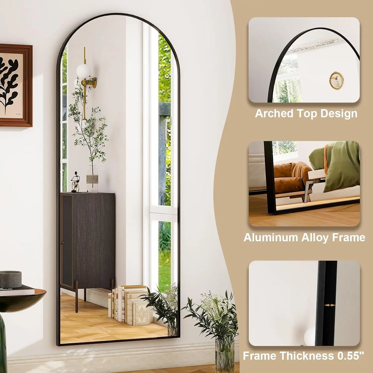 26" x 71" Mirror - Aluminum Alloy Frame Full Body Mirror.