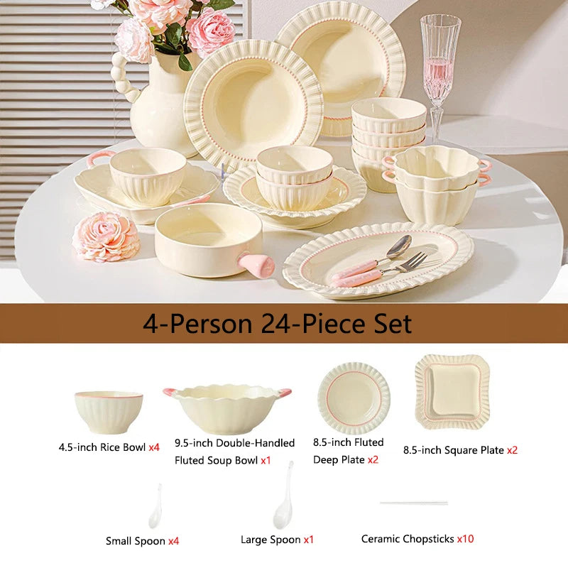 Dinner sets kitchen bowl porcelain noble for 2-10 people serving table