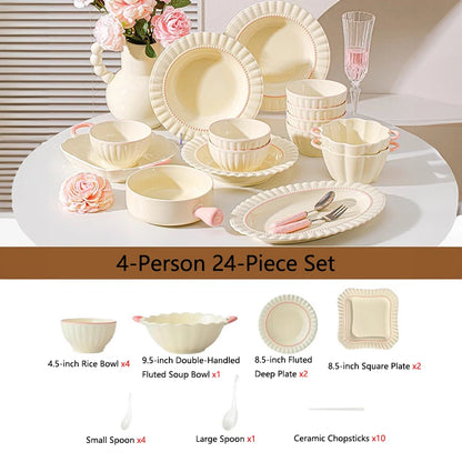 Dinner sets kitchen bowl porcelain noble for 2-10 people serving table
