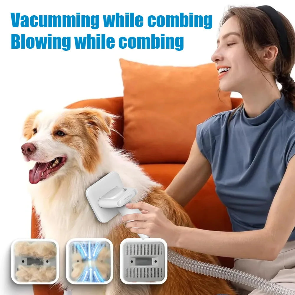 Pet multifunctional hair electric clipper, vacuum grooming machine, dog hair blower, adjustable the temperature