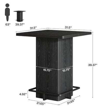 Bar Table, 39.37" High Square Pub Table for Small Bars.