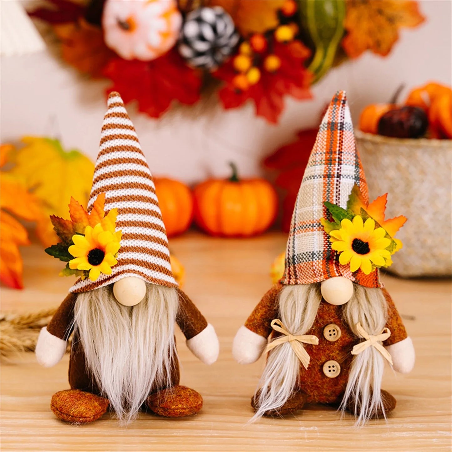 Fall Gnome Sunflower Maple Doll Harvest Autumn Elf Dwarf Plush Faceless Dolls Ornaments