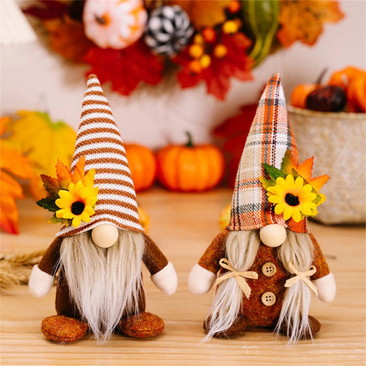 Fall Gnome Sunflower Maple Doll Harvest Autumn Elf Dwarf Plush Faceless Dolls Ornaments