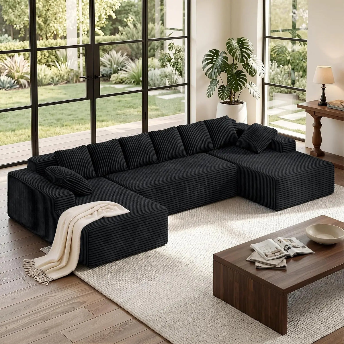 Oversized Sectional Sofa with Chaise Boneless Cloud Couches Deep Seat U Shaped Couches
