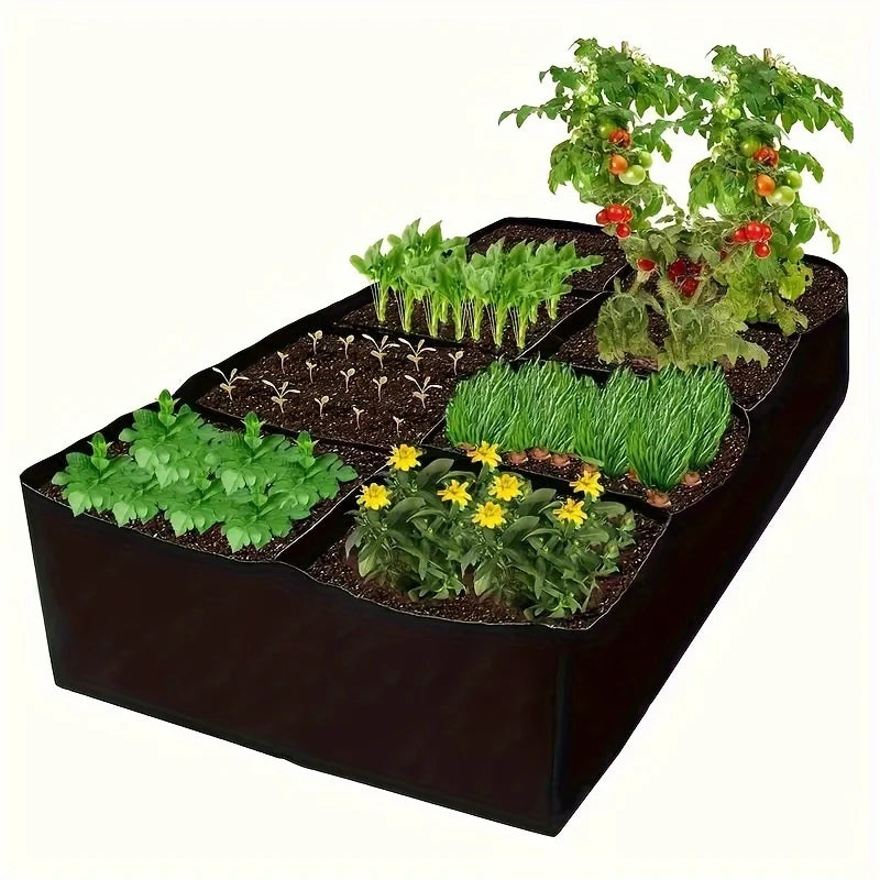 Garden Bed, 128 Gallon 8 Grids Plant Grow Breathable Planter Raised Beds
