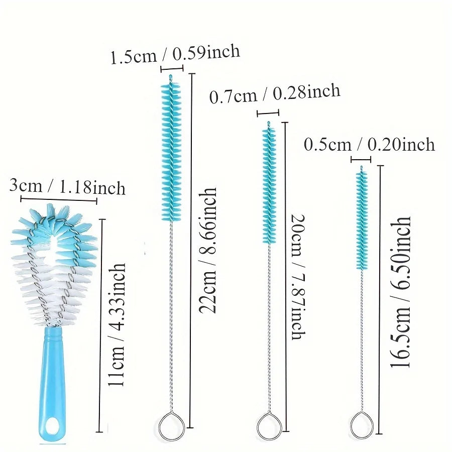 8 Boxed Long Handled Black Bottle Brush Set for Cleaning.