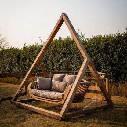 Solid wood outdoor swing chair courtyard balcony hanging basket