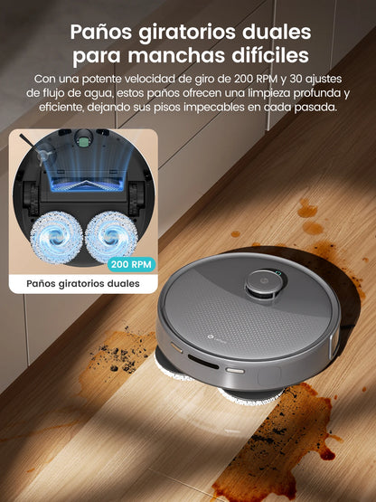 Max Robot Vacuum and Mop Anti-Tangle Brushes, Dual Spinning Mop, Auto Mop Washing