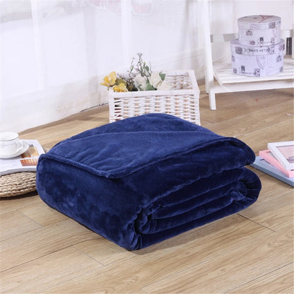Super Soft Warm Lightweight Plain Solid Color Flannel Blanket for All Season