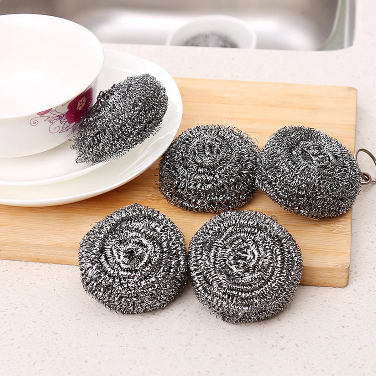 6Pcs Steel Wool Ball Stainless Steel Scrubbers Pad for Kitchens
