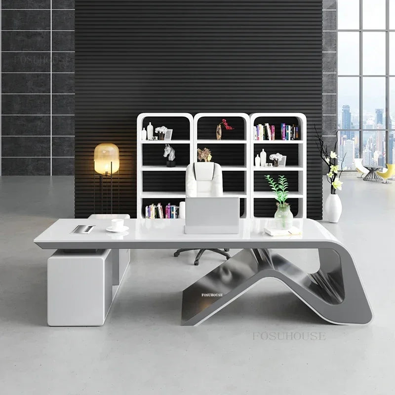 Designer Painted White Office Desks Computer Table Modern Fashion Boss Desks