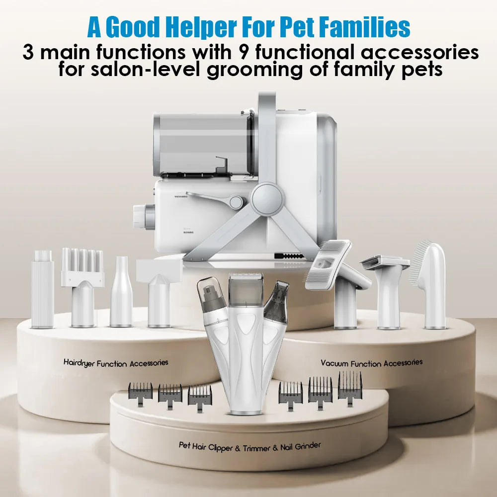 Pet multifunctional hair electric clipper, vacuum grooming machine, dog hair blower, adjustable the temperature