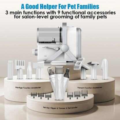 Pet multifunctional hair electric clipper, vacuum grooming machine, dog hair blower, adjustable the temperature