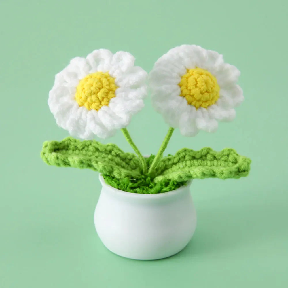 Hand-knitted Sunflower Tulip Crochet Flowers Potting