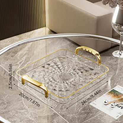 WORTHBUY Light Luxury Clear Serving Tray Plastic Fruit Dessert Tray