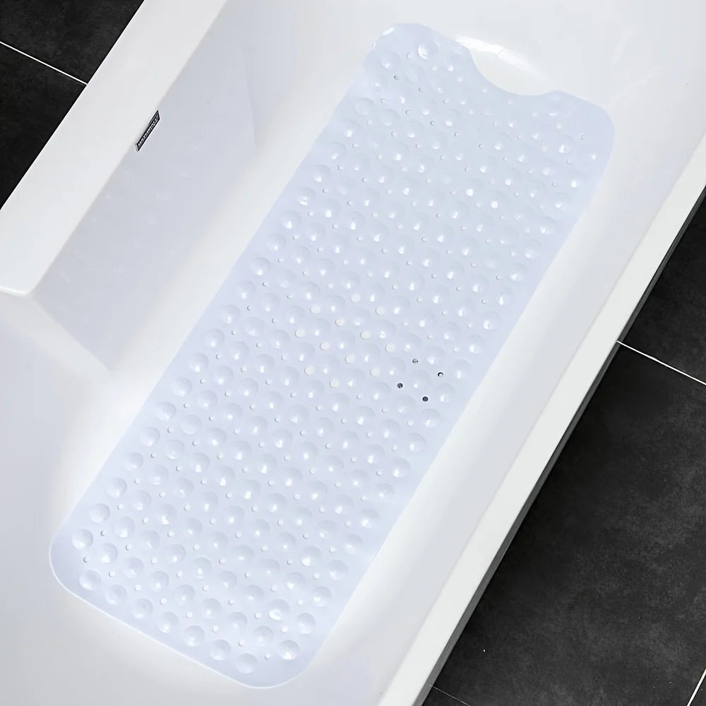 1Pc non-slip shower mat bathtub mat with drain holes and suction cups machine washable