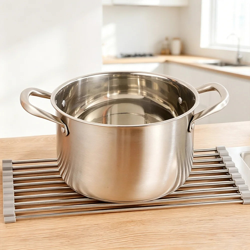 Over Sink Rollable Dish Drying Rack Foldable Stainless Steel Drain Mat