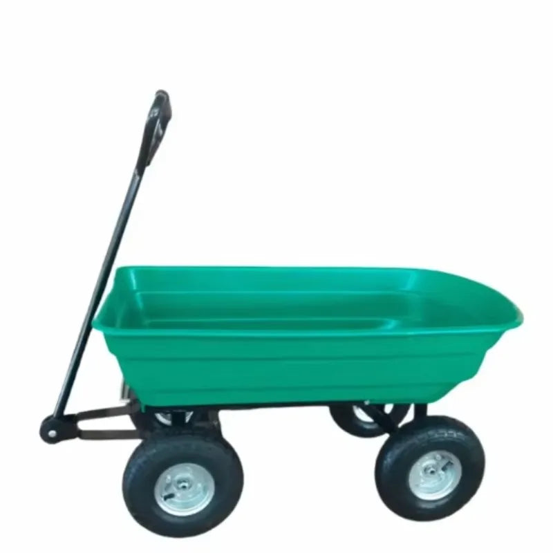 Heavy Duty 600-Pound Capacity Collapsible Steel Frame Wheelbarrow With 10\" Tires Outdoor Yard Poly Garden Dump Cart